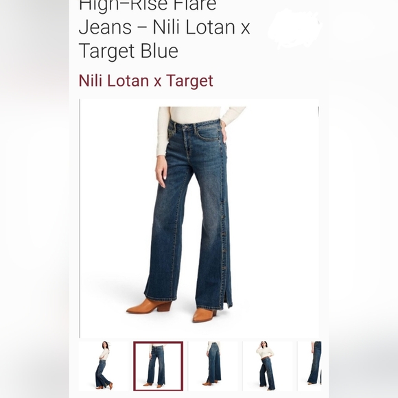 Target x Nili Lotan High Rise Flared Jeans Button Detail Pants - Picture 2 of 5